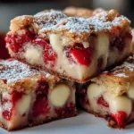 Delicious Strawberry Cookie Bars White Chocolate on a Plate