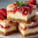 Delicious Strawberry Cream Cheese Cake Bars on a Plate