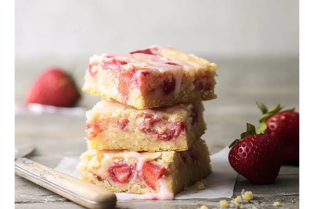 Strawberry Lemon Blondies Freshly Baked