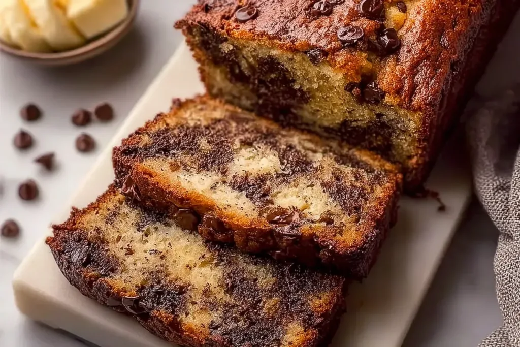 Sweet Chocolate Chip Banana Bread Freshly Baked