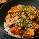 Colorful Tofu Stir Fry in a Bowl