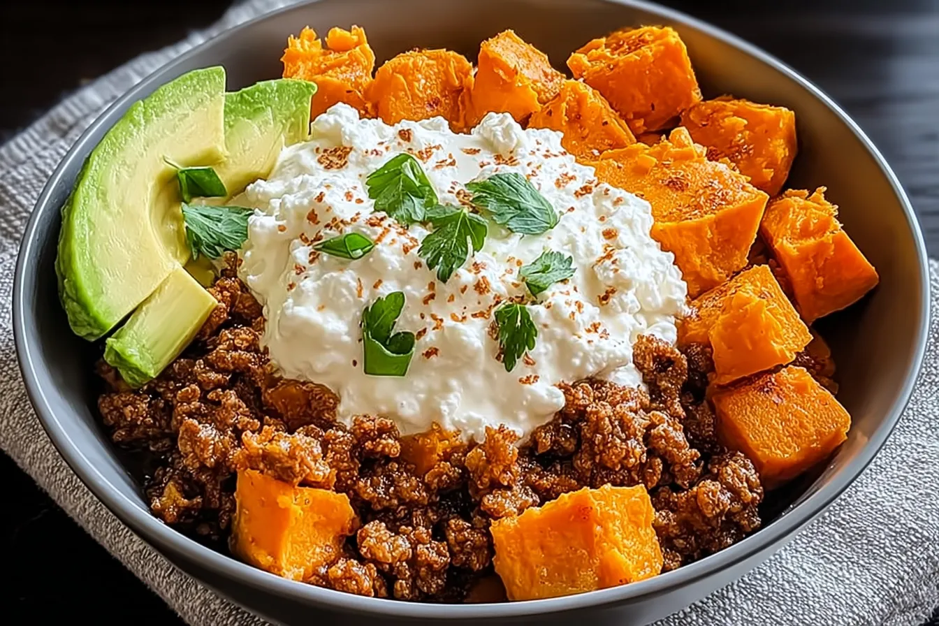 Viral Cottage Cheese Sweet Potato Bowl