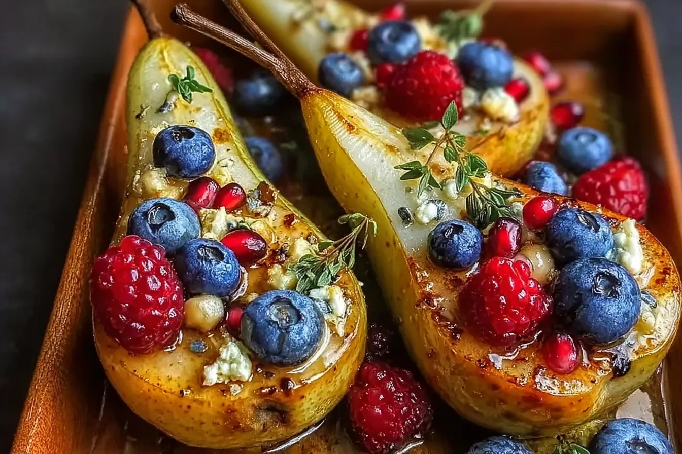 Baked Pears with Berries and Honey 