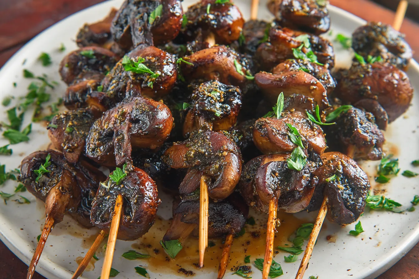 Balsamic Garlic Grilled Mushroom Skewers: A Delicious Treat! 4 Balsamic Garlic Grilled Mushroom Skewers