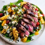 Balsamic Steak Gorgonzola Salad with Grilled Corn Plated