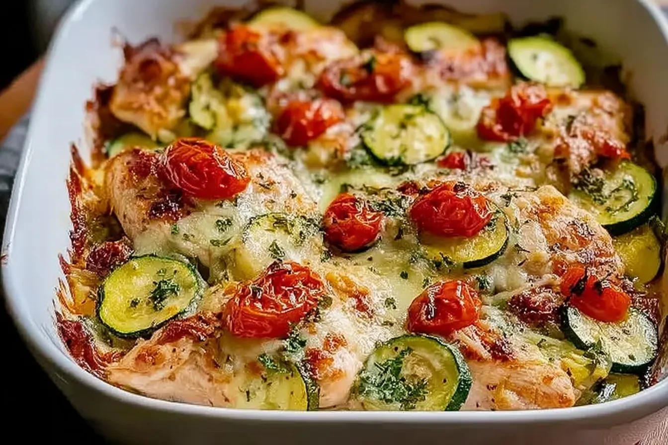 Best Mediterranean Chicken Zucchini Bake