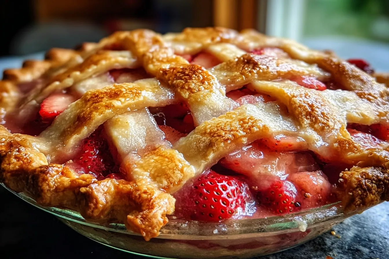 Best Strawberry Rhubarb Pie Recipe – Flaky Crust!
