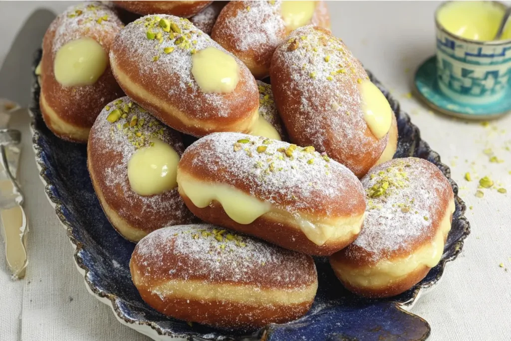 Bomboloni - Delicious Pistachio Custard Doughnuts