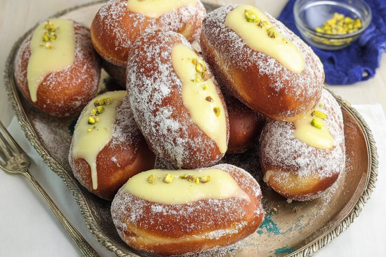 Bomboloni - Pistachio Custard Filled Doughnuts