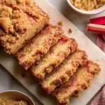 Buttermilk Rhubarb Bread Slice on a Plate