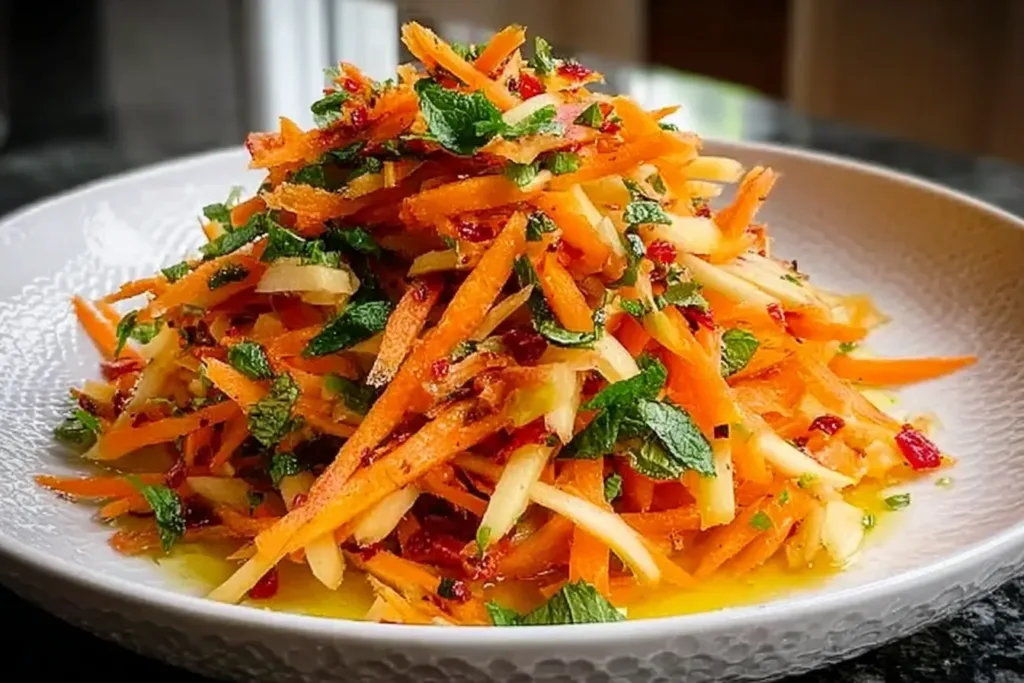Fresh Carrot Apple Salad with Crunchy Toppings