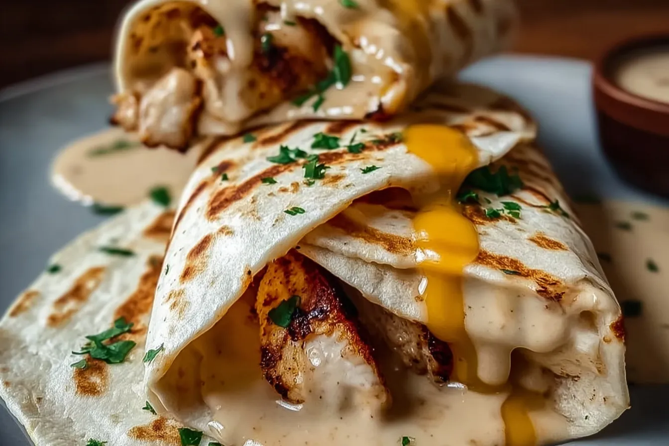 Cheesy Garlic Chicken Wraps 