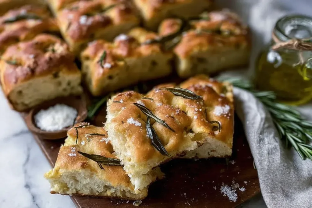 Cheesy Garlic Focaccia with Rosemary Freshly Baked