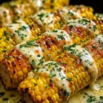 Cheesy Garlic Grilled Corn on the Cob Ready to Serve