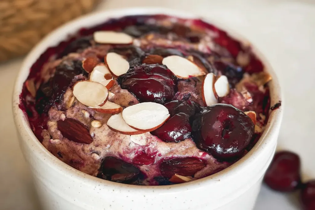 Cherry Bakewell Baked Oats for One