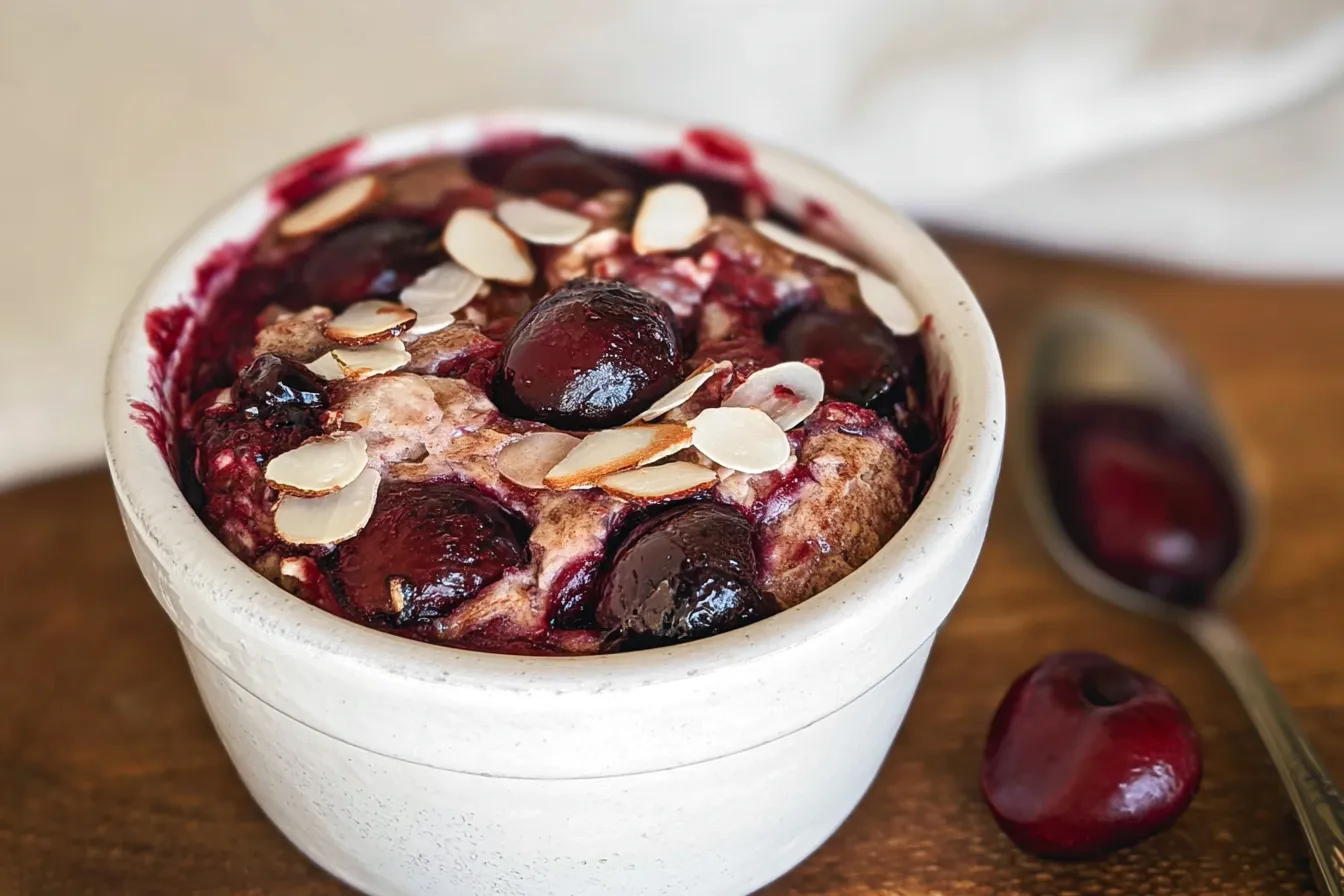 Cherry Bakewell Baked Oats for One