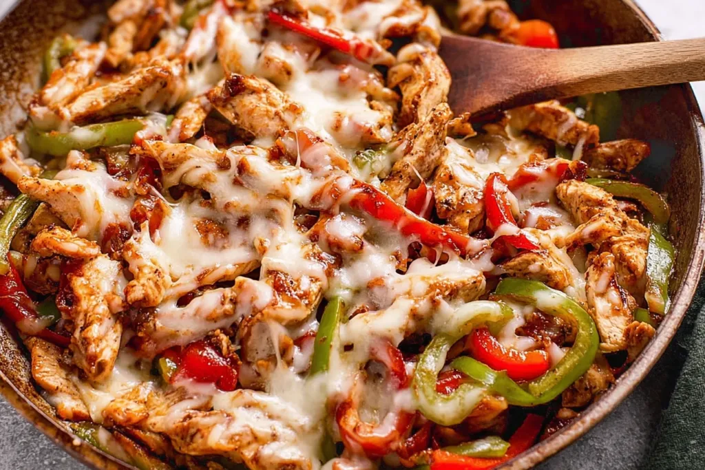 Delicious Chicken Cheesesteak Skillet Ready to Serve