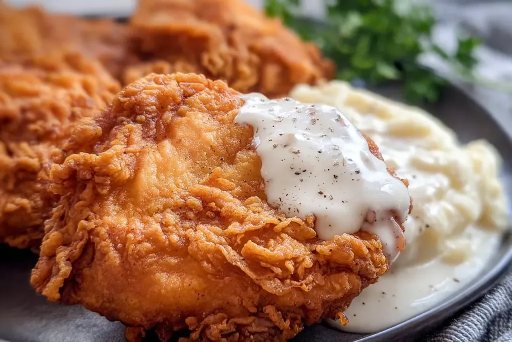Crispy Chicken Fried Chicken Served with Gravy