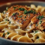 Delicious Chicken with Buttered Noodles Served Warm