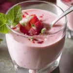 Chilled Strawberry Yogurt Soup in a Bowl