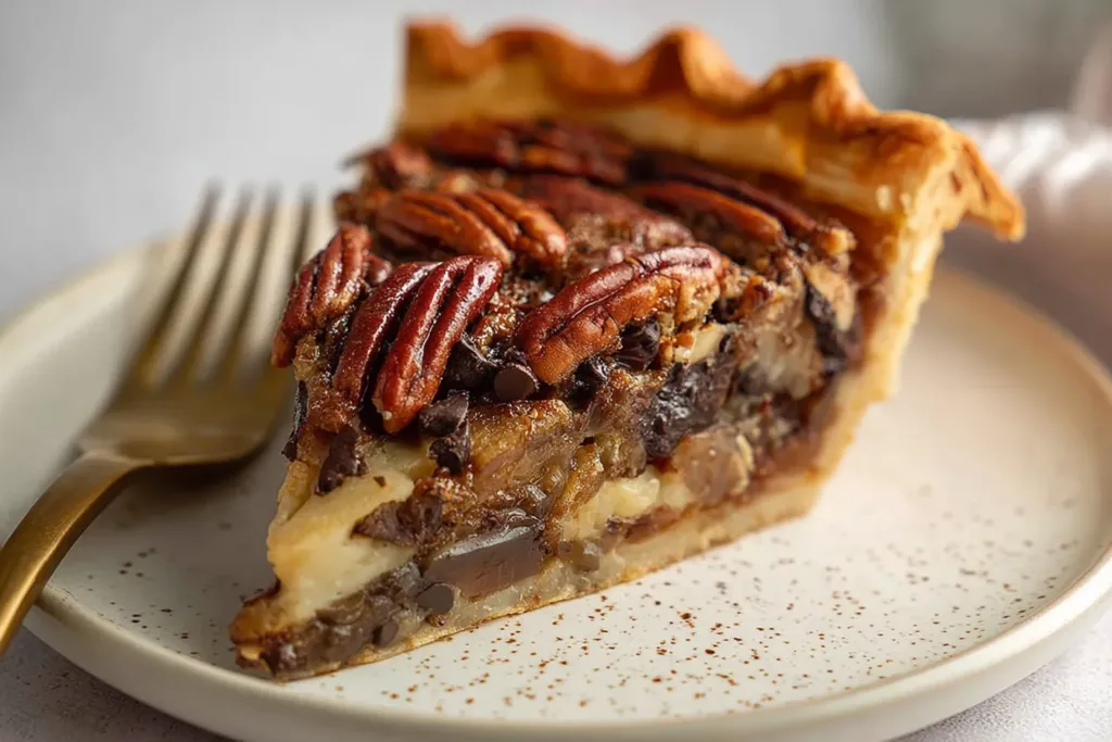Chocolate Chip Pecan Pie Slices - Tempting Dessert
