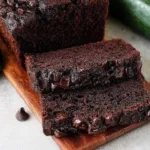 Sliced Chocolate Zucchini Bread on a Plate