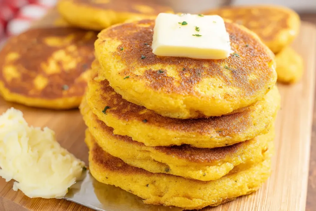 Delicious Classic Fried Cornbread Cakes on a Platter