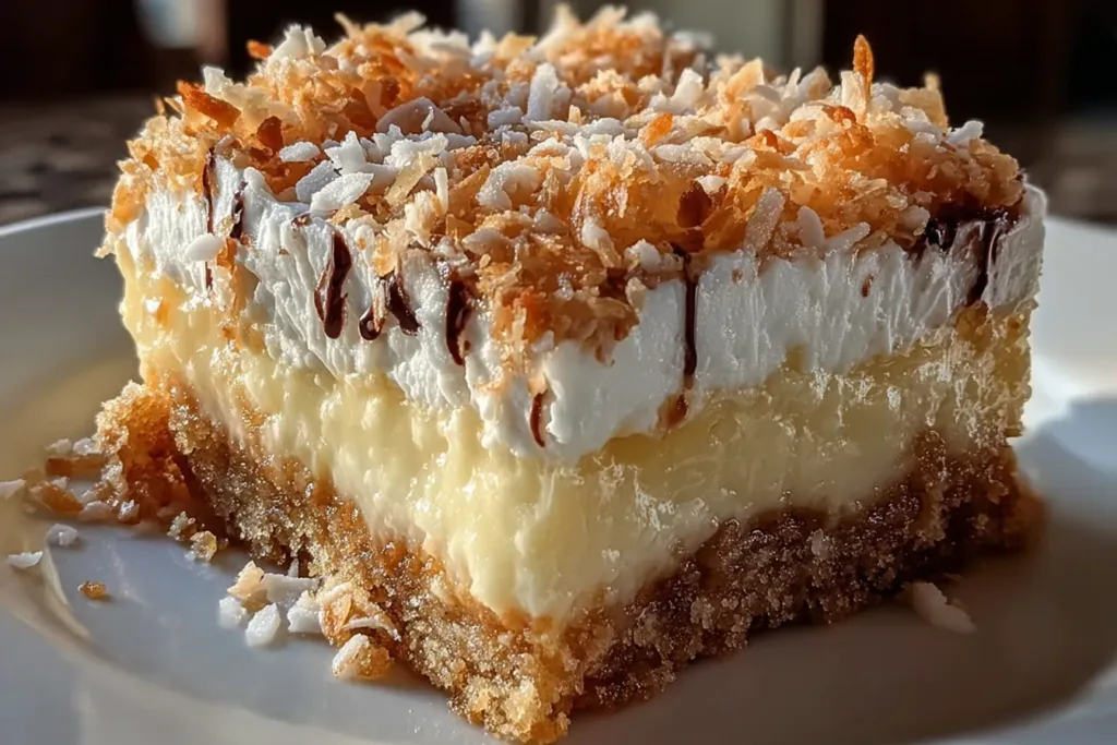 Coconut Cream Dream Bars Ready to Serve