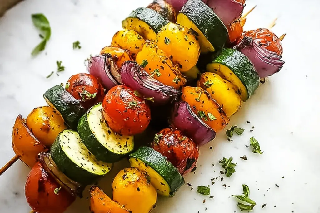 Colorful Grilled Veggie Skewers on a Barbecue Grill