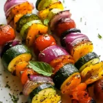 Colorful Grilled Veggie Skewers on a Barbecue Grill