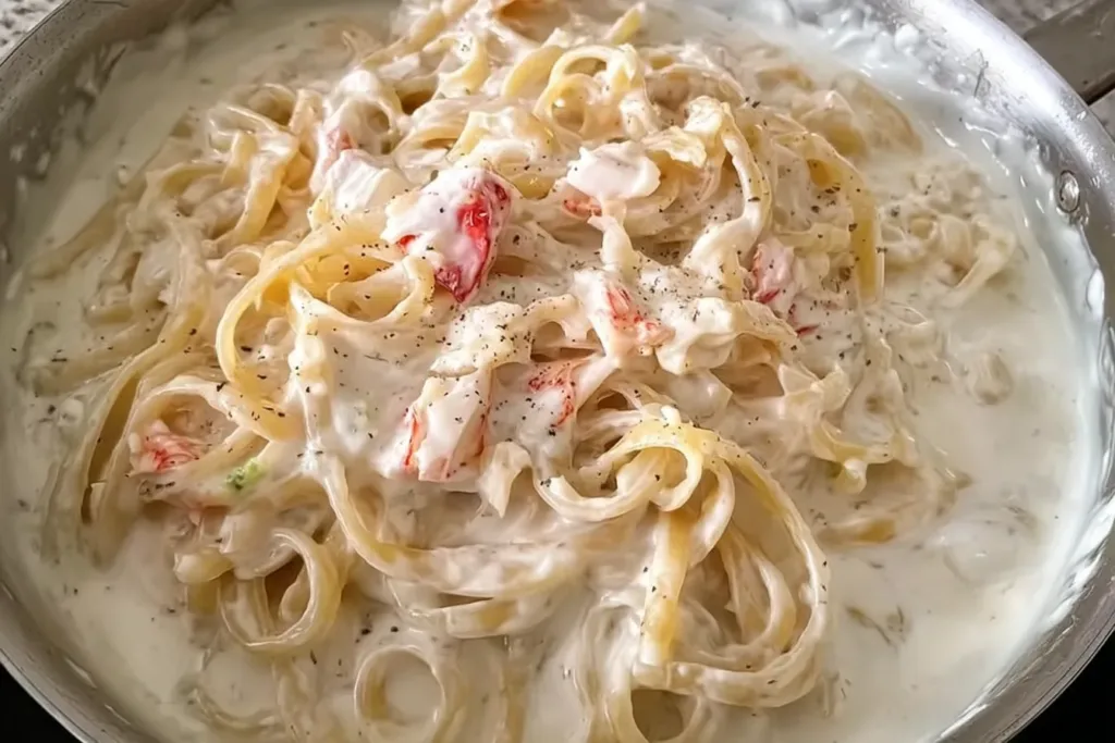 Delicious Crab Alfredo Served with Fresh Herbs
