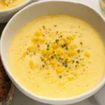Deliciously Creamy Corn Soup in a Rustic Bowl