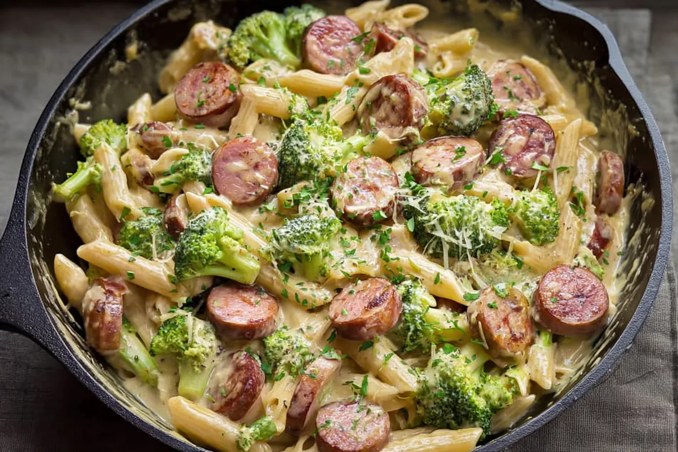 Creamy Kielbasa Broccoli Skillet
