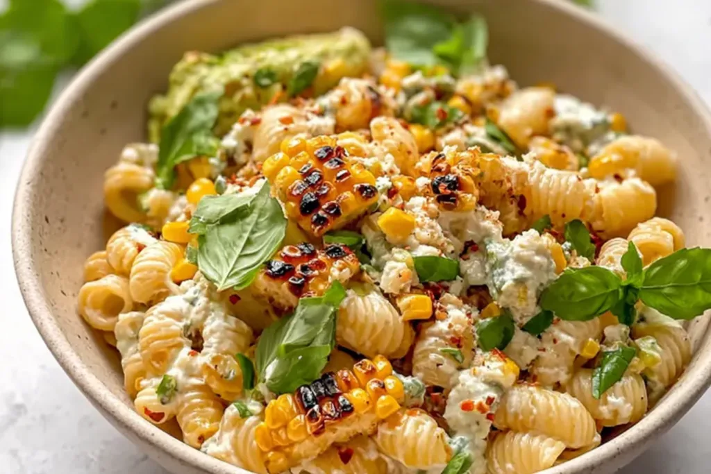 Creamy Street Corn Pasta Salad in a Bowl