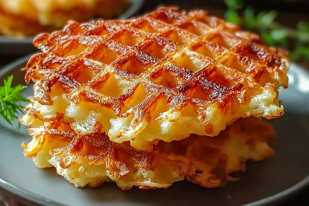 Crispy Waffle Iron Hashbrowns Freshly Made