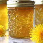 Homemade Dandelion Jelly in a Jar
