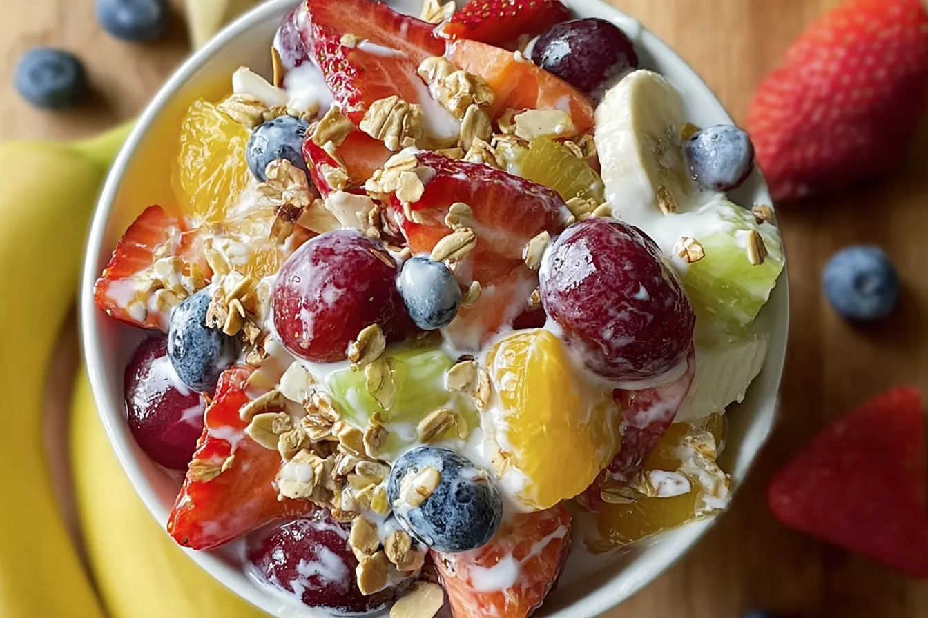 Delicious Breakfast Fruit Salad with Honey Yogurt Dressing