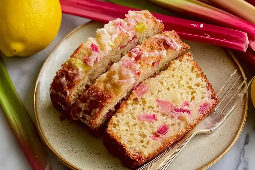Delicious Lemon Rhubarb Bread Freshly Baked in a Pan