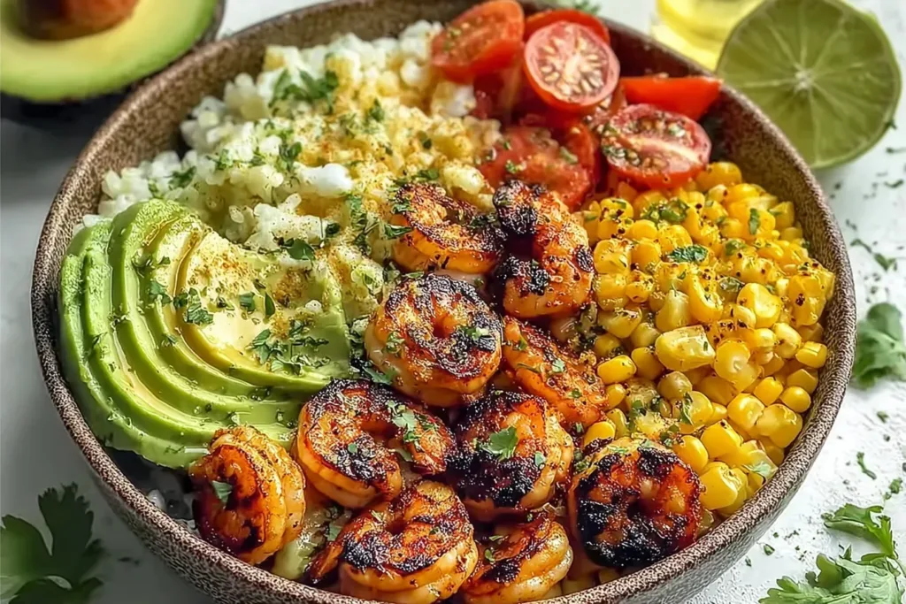 Easy Grilled Shrimp Bowl with Avocado and Corn