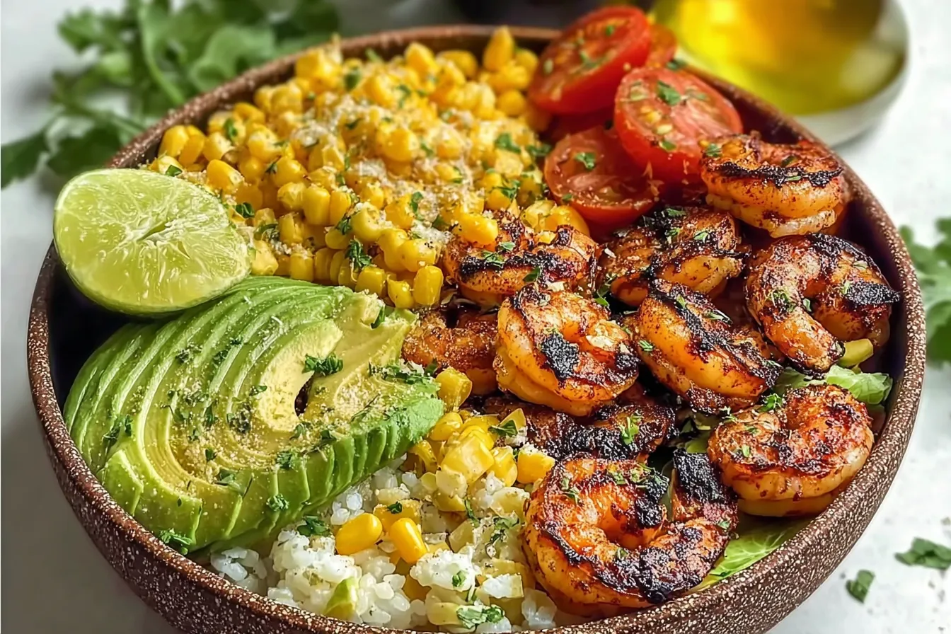 Easy Grilled Shrimp Bowl with Avocado and Corn 