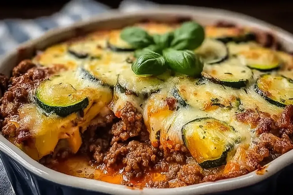 Easy Ground Beef Zucchini Casserole Ready to Serve