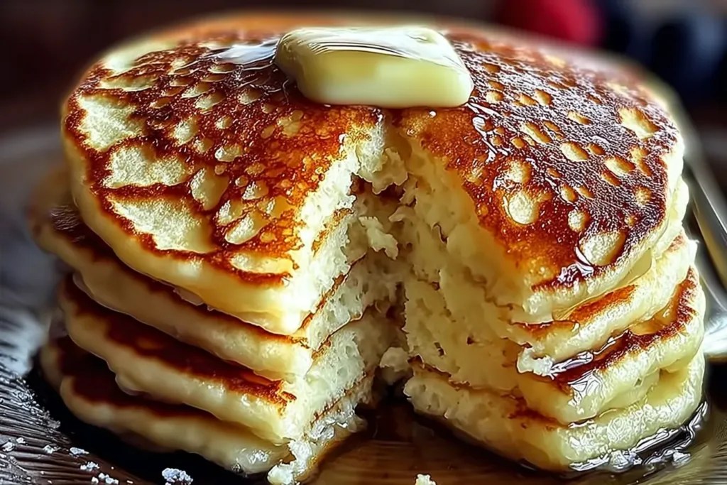 Flourless Cottage Cheese Pancakes on a Plate