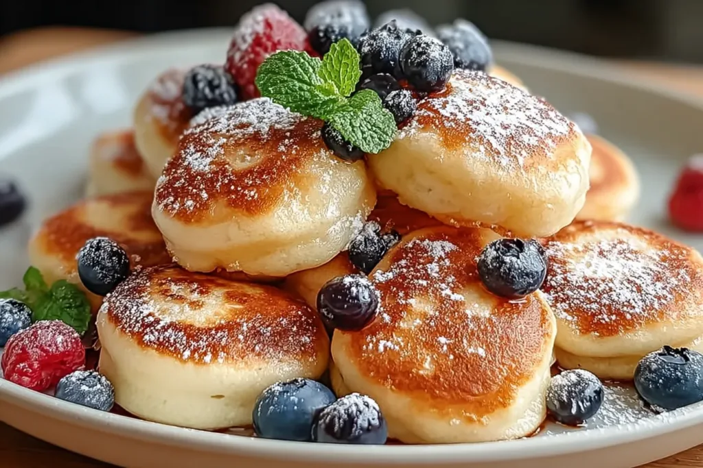 Fluffy Breakfast Pancake Poppers Ready to Serve