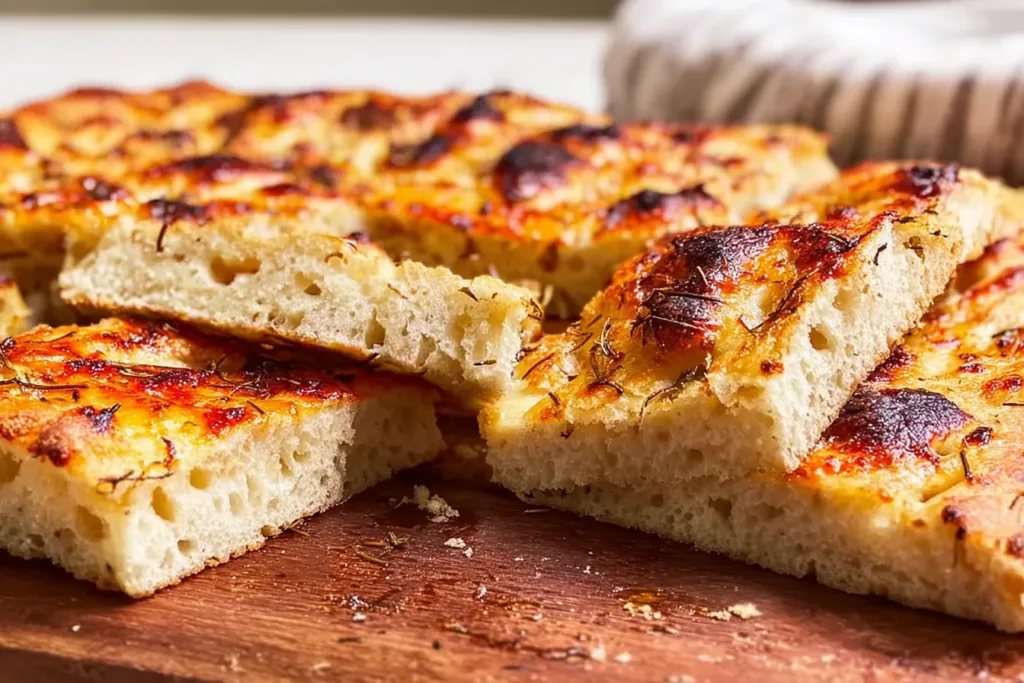 Freshly Baked Focaccia Bread with Herbs and Olive Oil