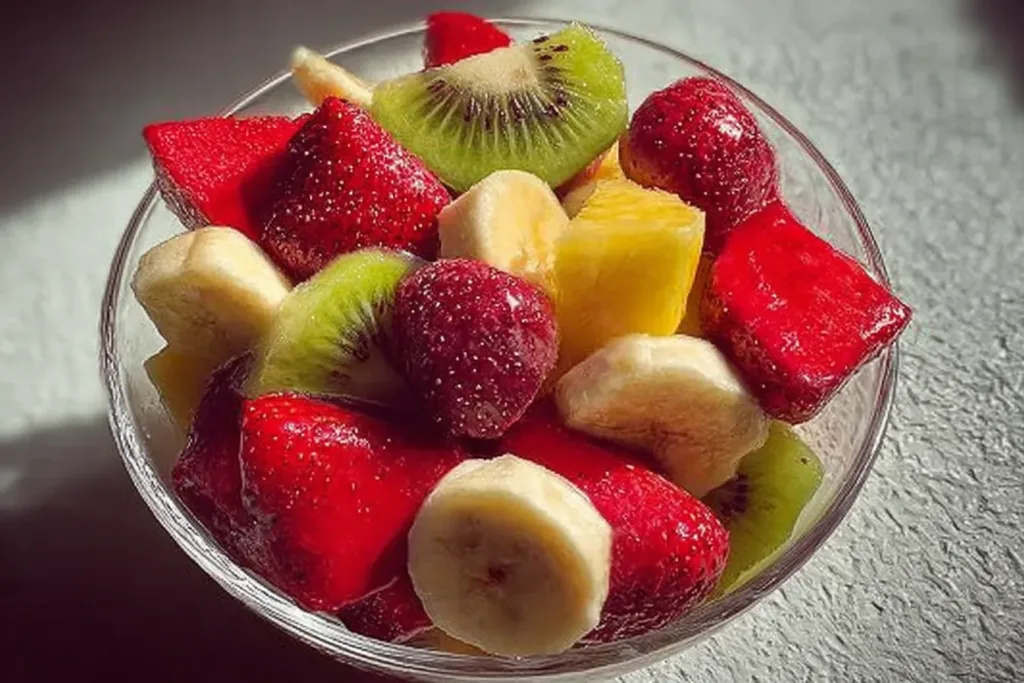 Colorful Fruit Bowl Snack Featuring Fresh Berries and Kiwi