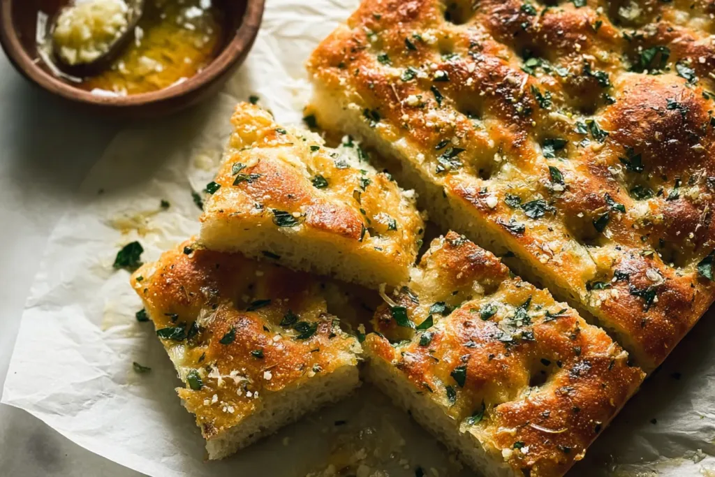 Garlic Bread Focaccia Freshly Baked