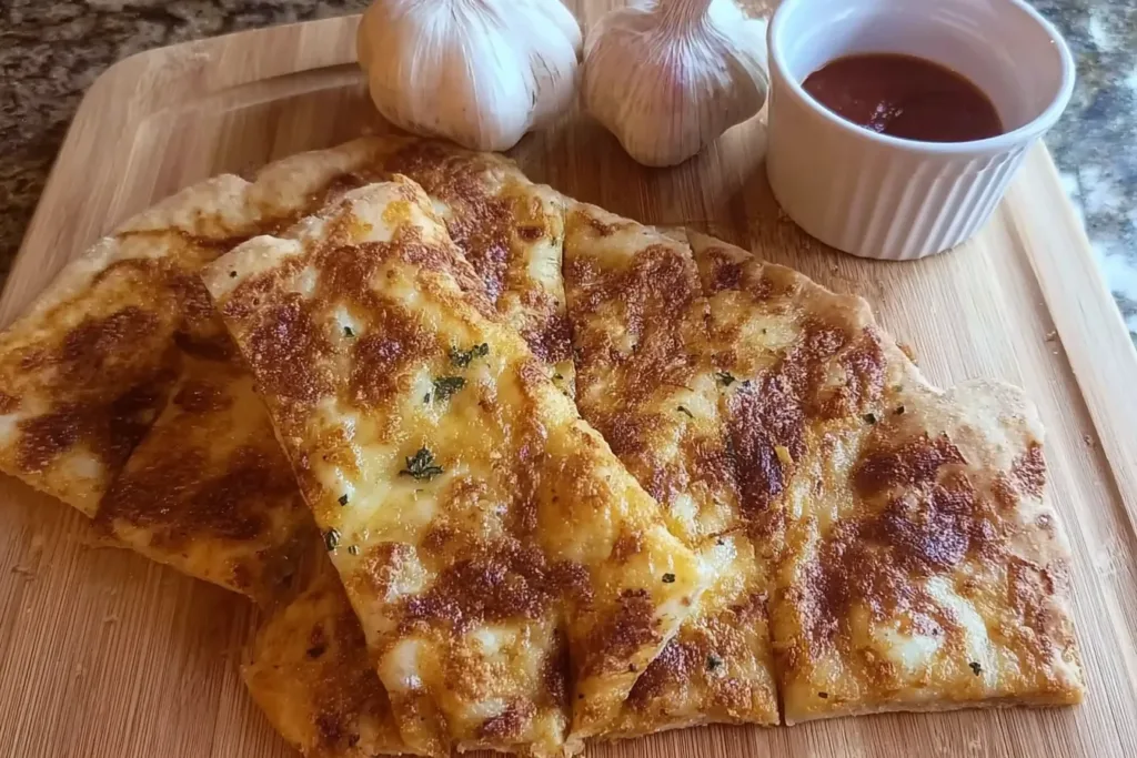 Garlic Cheese Flatbread Fresh Out of the Oven