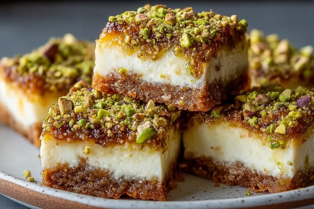 Greek Honey Pistachio Cheesecake Bars Delight