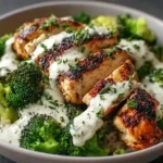 Delicious Grilled Chicken Broccoli Bowls with Creamy Garlic Sauce