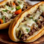 Ground Beef Philly Cheesesteak Served Hot on a Bun